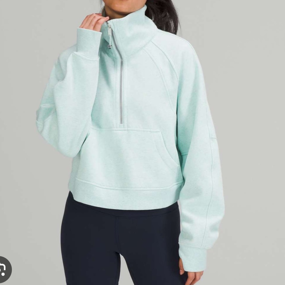 Lululemon Heathered delicate mint funnel neck scuba